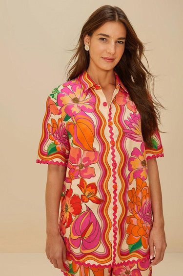 Spring Affair Beige Shirt-Tops-Farm Rio-Debs Boutique
